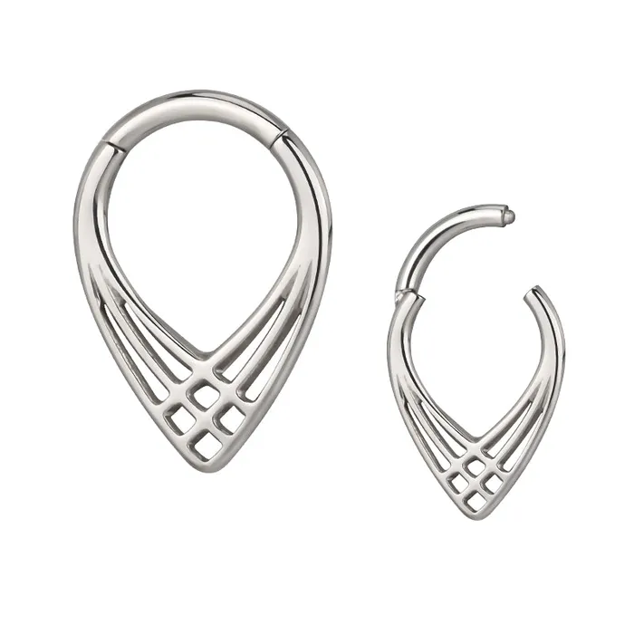 Rings Tulsa Body Jewelry WovenV Titanium Hinged Ring