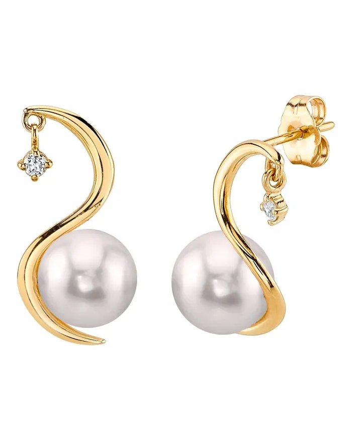 SPT Earrings Japanese Akoya Pearl Diamond Ellis Earrings