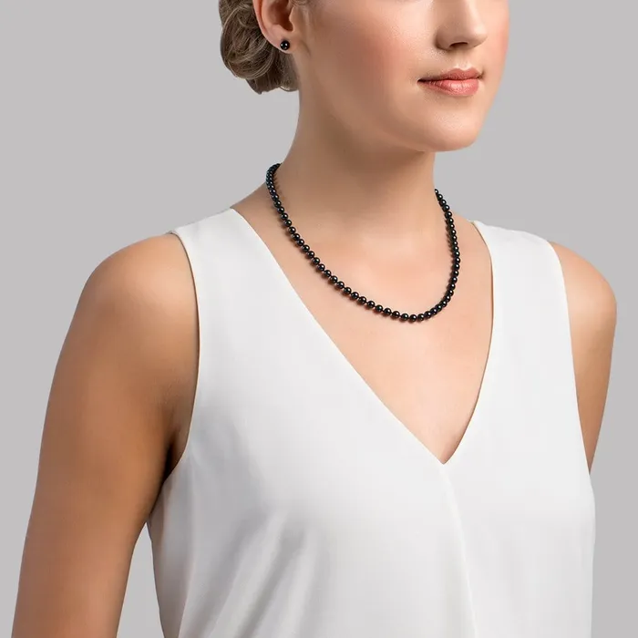SPT Necklaces Japanese Akoya Black Pearl Necklace 5055mm AAA Quality