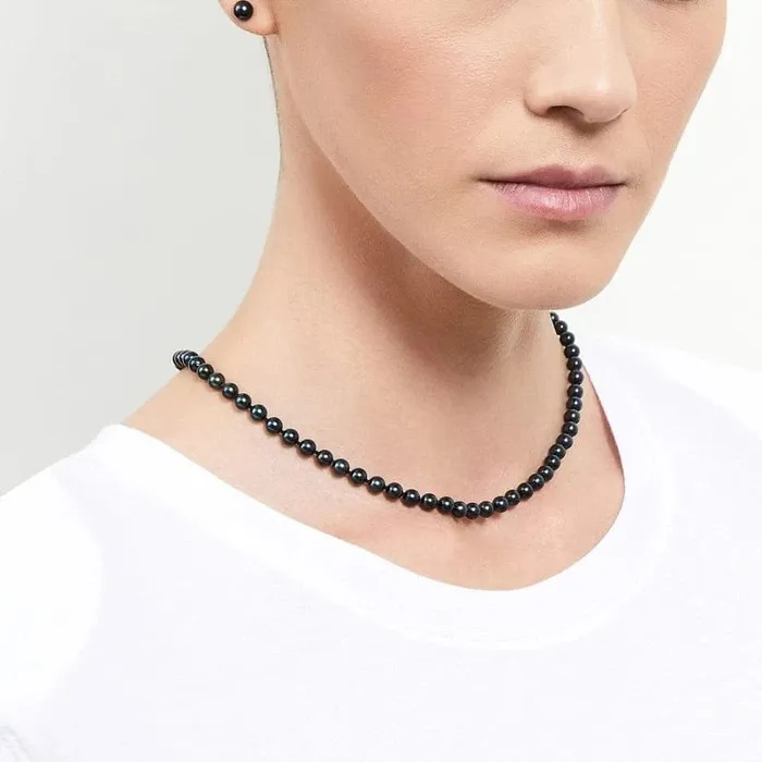 SPT Necklaces Japanese Akoya Black Pearl Necklace 5055mm AAA Quality