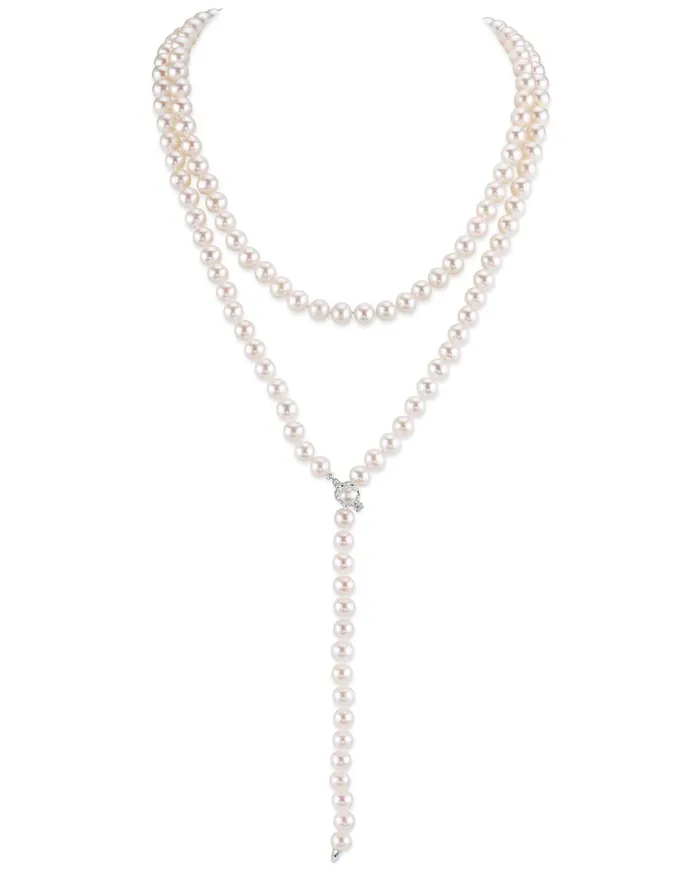 SPT Necklaces White Japanese Akoya Pearl Adjustable Lariat 51Inch Rope Length Necklace AAA Quality SPT Necklaces White Japanese Akoya Pearl Adjustable Lariat 51Inch Rope Length Necklace AAA Quality