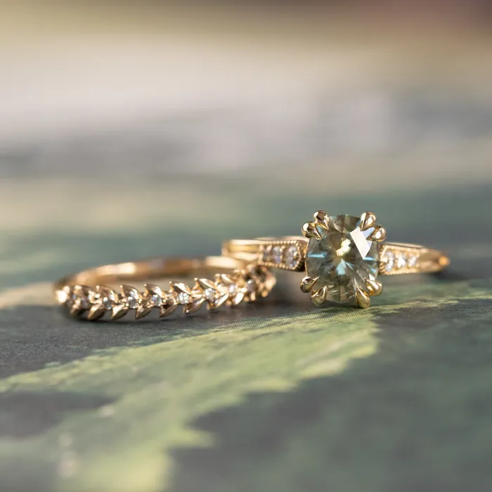 Straight Vine Band with Diamonds Anueva Jewelry Rings