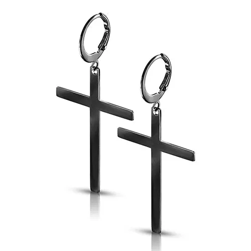 Tulsa Body Jewelry Cross Hoop Earrings Earrings