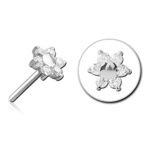 Tulsa Body Jewelry CZ Flower Stainless Threadless End Earrings