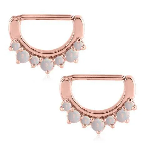 Tulsa Body Jewelry Earrings Opal Crown Rose Gold Nipple Clickers