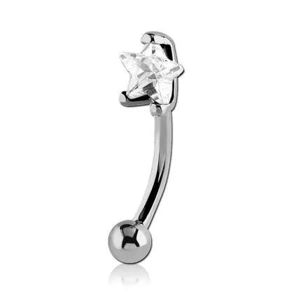 Tulsa Body Jewelry Earrings Star CZ Stainless Eyebrow Barbell