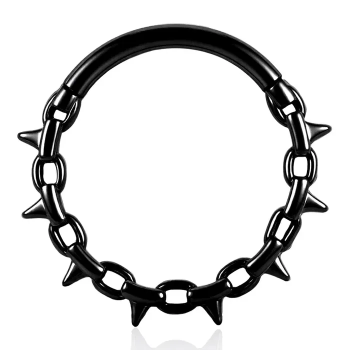 Tulsa Body Jewelry Rings 16g Black Spike Chain Hinged Segment Ring