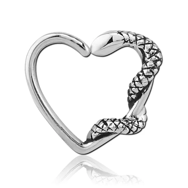Tulsa Body Jewelry Rings Snake Heart Stainless Continuous Ring