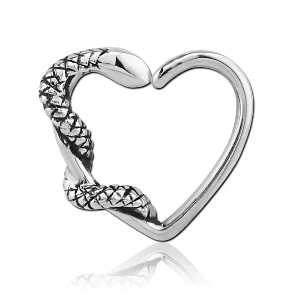 Tulsa Body Jewelry Rings Snake Heart Stainless Continuous Ring Tulsa Body Jewelry Rings Snake Heart Stainless Continuous Ring