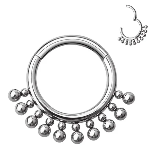 Tulsa Body Jewelry Rings Stacked Bead Titanium Hinged Ring Tulsa Body Jewelry Rings Stacked Bead Titanium Hinged Ring