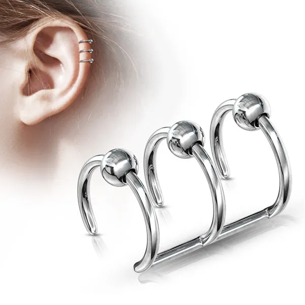 Tulsa Body Jewelry Rings Triple Bead Ring Ear Cuff