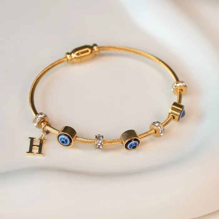 Upakarna Classic Evil Eye With Personalized Initial Necklaces