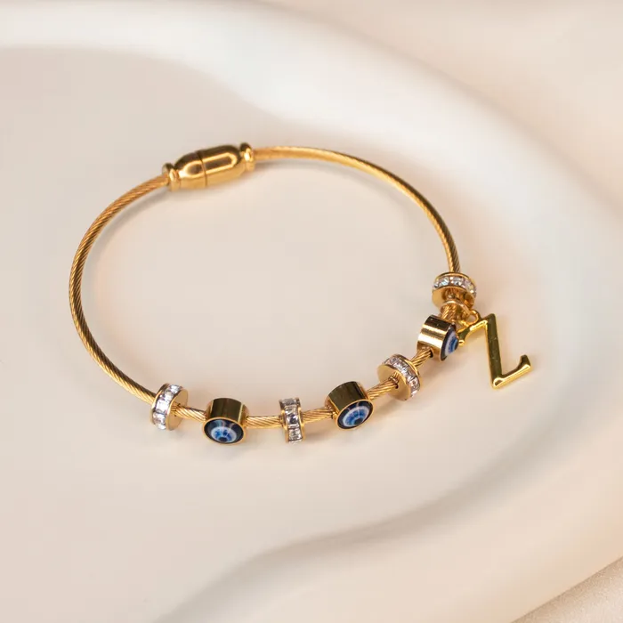 Upakarna Classic Evil Eye With Personalized Initial Necklaces