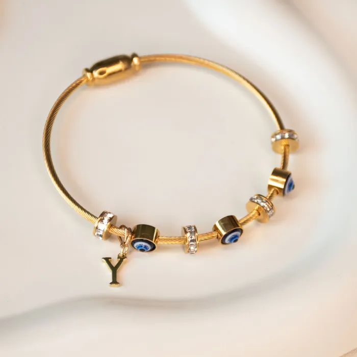 Upakarna Classic Evil Eye With Personalized Initial Necklaces