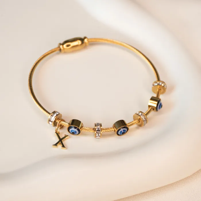Upakarna Classic Evil Eye With Personalized Initial Necklaces