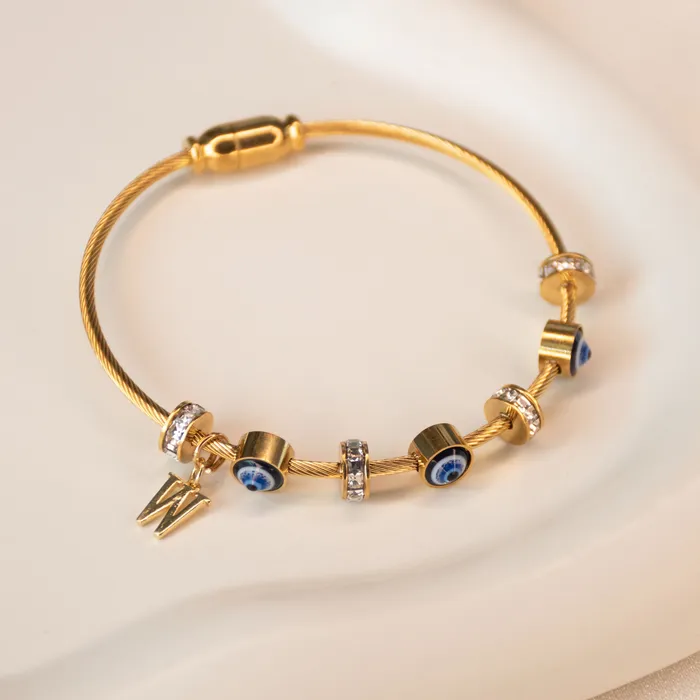 Upakarna Classic Evil Eye With Personalized Initial Necklaces