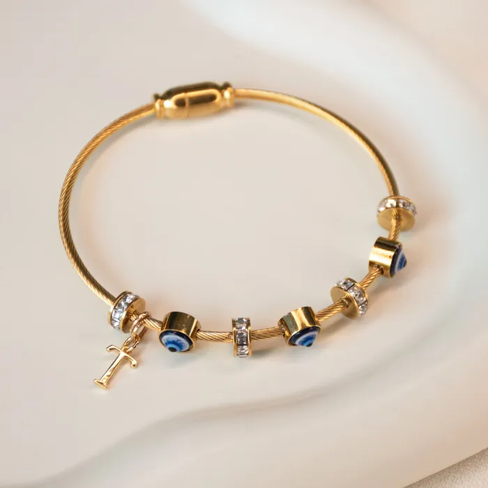 Upakarna Classic Evil Eye With Personalized Initial Necklaces