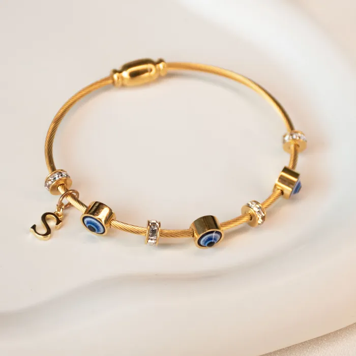 Upakarna Classic Evil Eye With Personalized Initial Necklaces