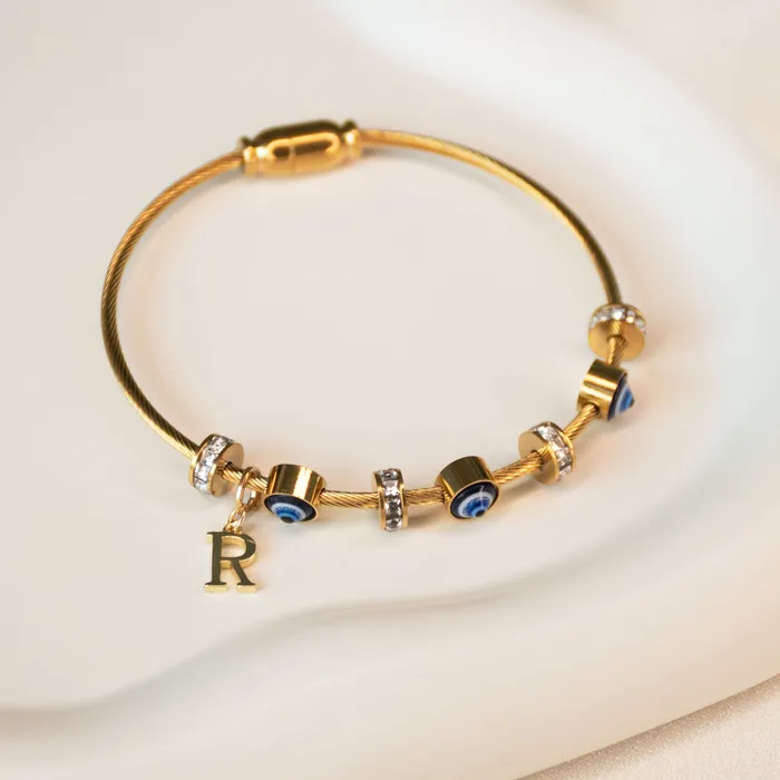 Upakarna Classic Evil Eye With Personalized Initial Necklaces