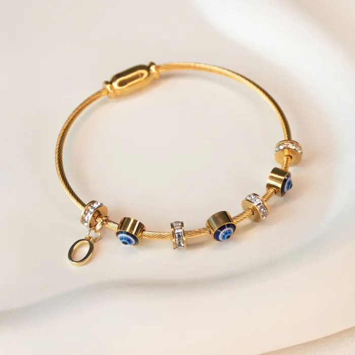 Upakarna Classic Evil Eye With Personalized Initial Necklaces