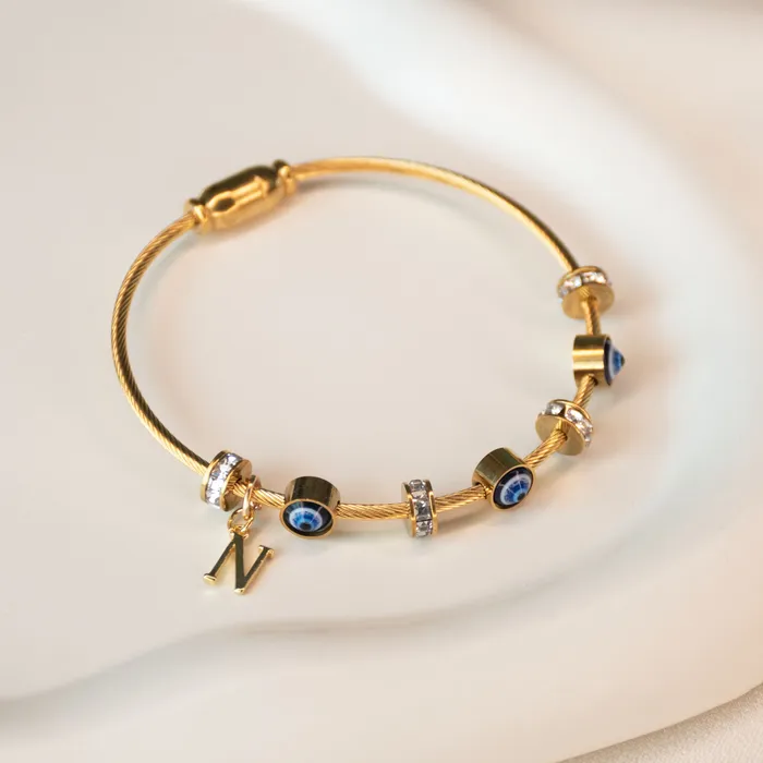Upakarna Classic Evil Eye With Personalized Initial Necklaces