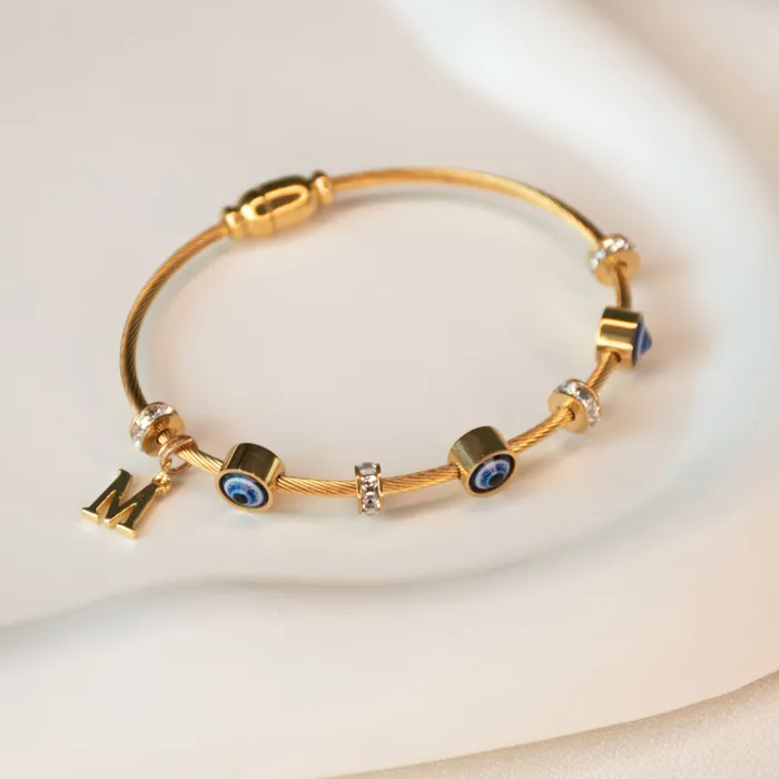 Upakarna Classic Evil Eye With Personalized Initial Necklaces