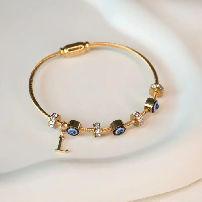 Upakarna Classic Evil Eye With Personalized Initial Necklaces