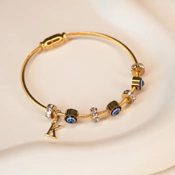Upakarna Classic Evil Eye With Personalized Initial Necklaces