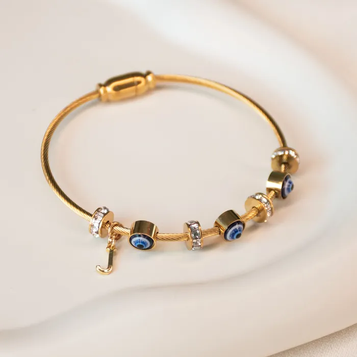 Upakarna Classic Evil Eye With Personalized Initial Necklaces