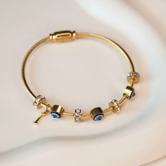 Upakarna Classic Evil Eye With Personalized Initial Necklaces