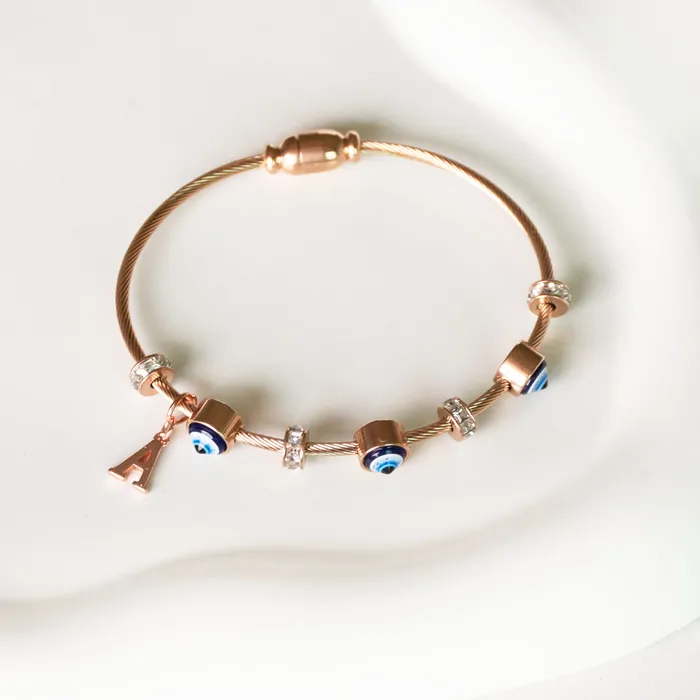 Upakarna Classic Evil Eye With Personalized Initial Necklaces