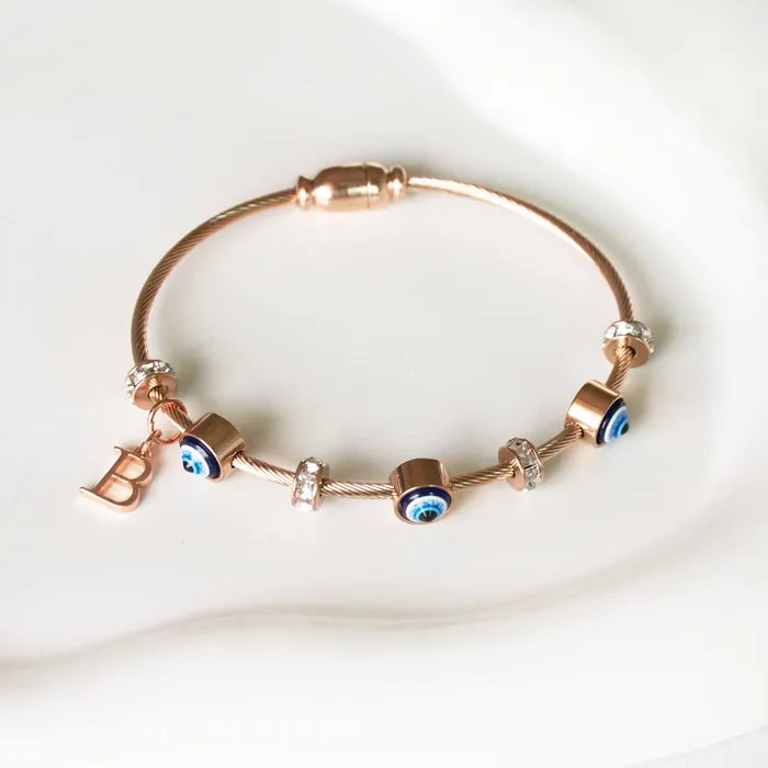 Upakarna Classic Evil Eye With Personalized Initial Necklaces
