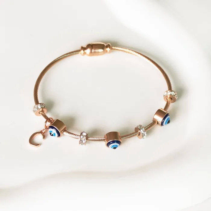 Upakarna Classic Evil Eye With Personalized Initial Necklaces