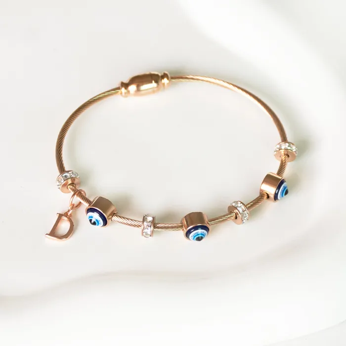 Upakarna Classic Evil Eye With Personalized Initial Necklaces