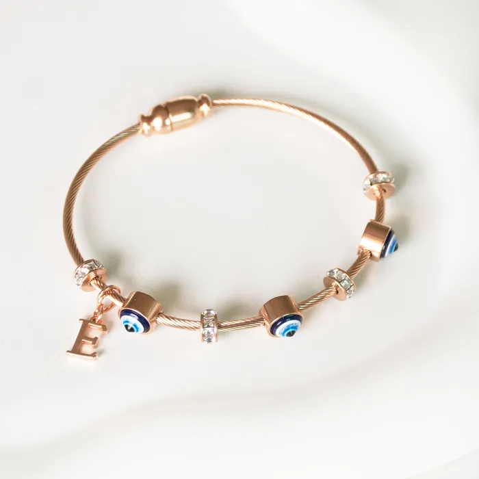 Upakarna Classic Evil Eye With Personalized Initial Necklaces