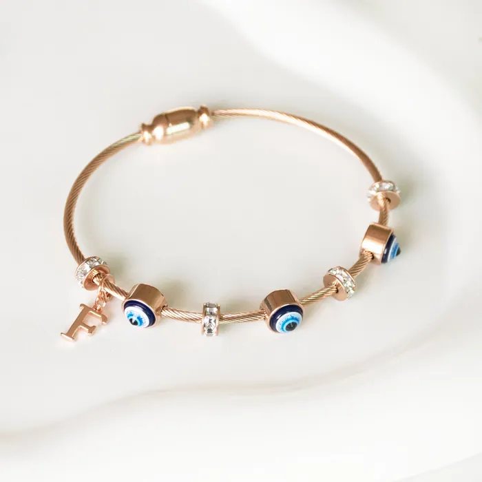 Upakarna Classic Evil Eye With Personalized Initial Necklaces