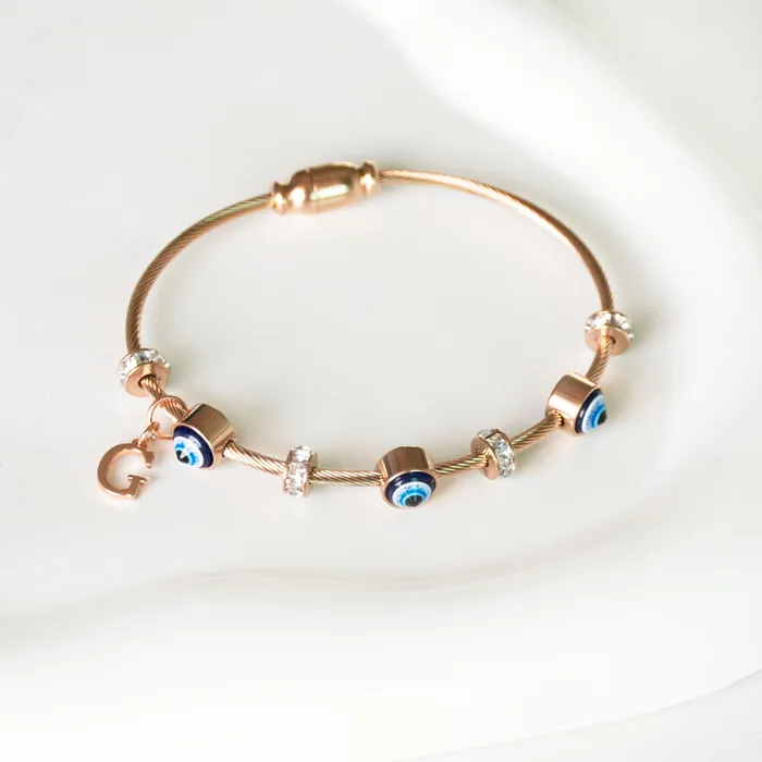 Upakarna Classic Evil Eye With Personalized Initial Necklaces