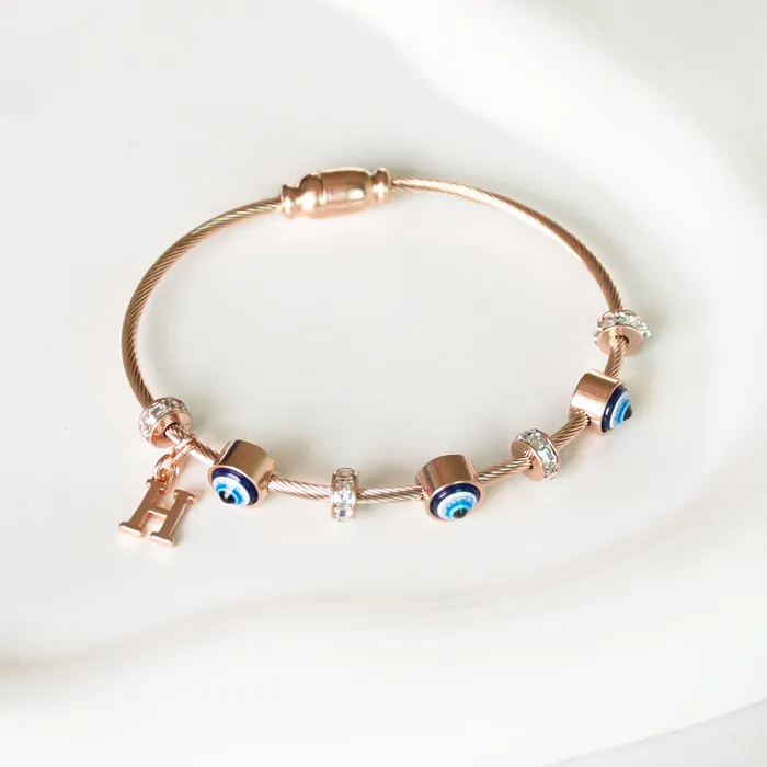Upakarna Classic Evil Eye With Personalized Initial Necklaces