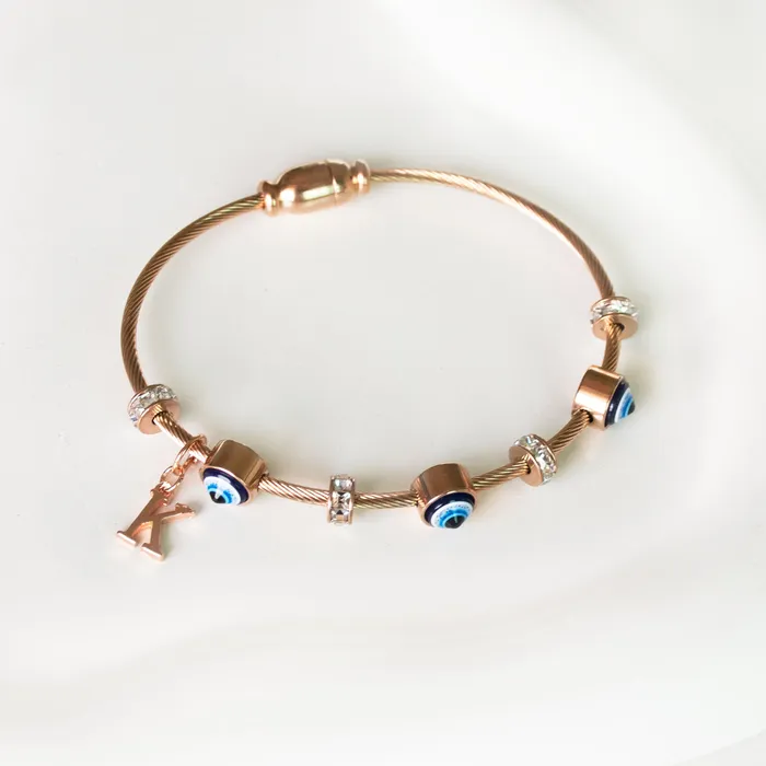 Upakarna Classic Evil Eye With Personalized Initial Necklaces
