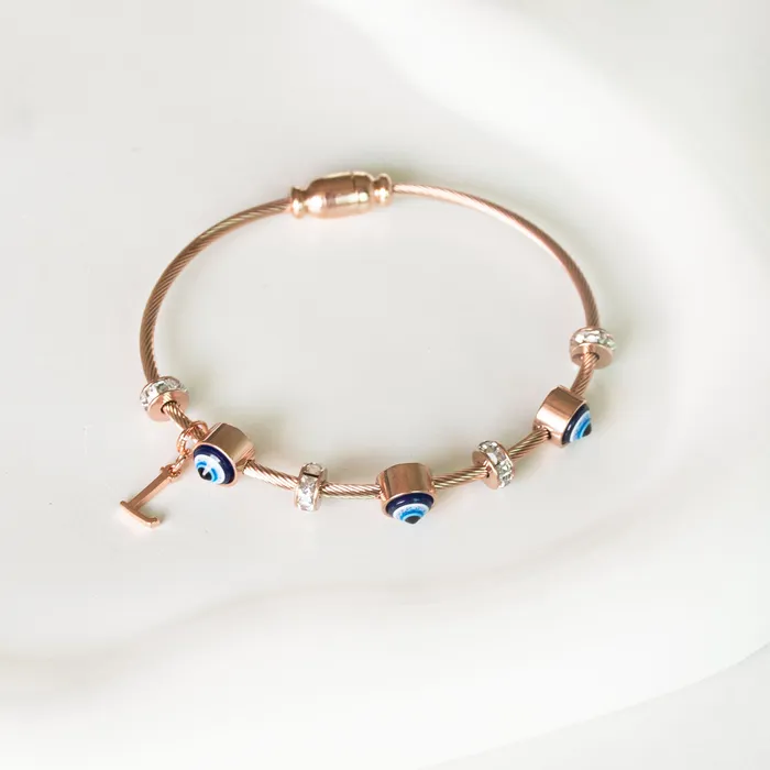 Upakarna Classic Evil Eye With Personalized Initial Necklaces