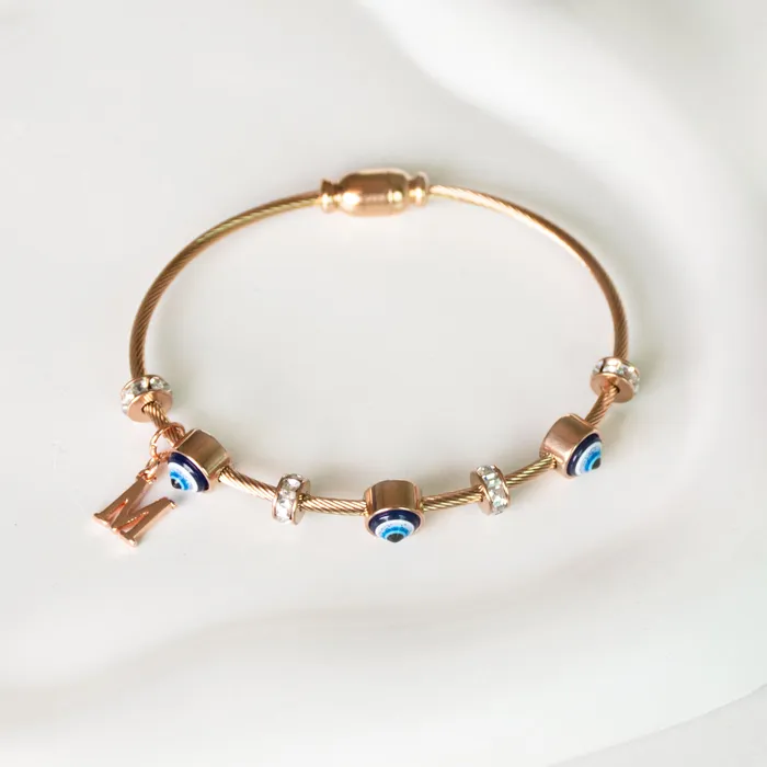 Upakarna Classic Evil Eye With Personalized Initial Necklaces