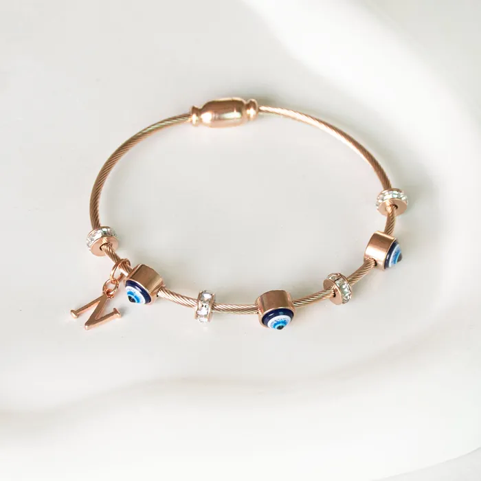 Upakarna Classic Evil Eye With Personalized Initial Necklaces