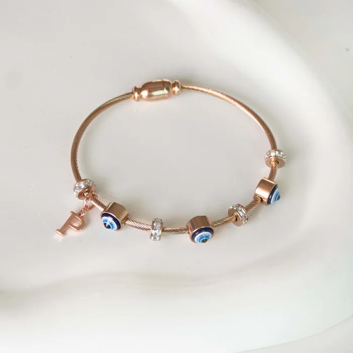 Upakarna Classic Evil Eye With Personalized Initial Necklaces