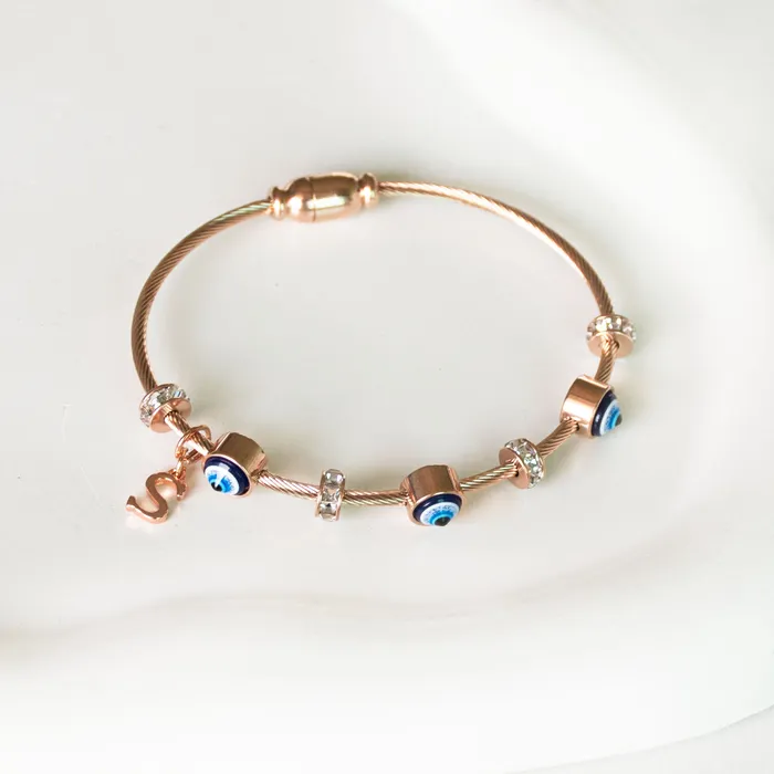 Upakarna Classic Evil Eye With Personalized Initial Necklaces