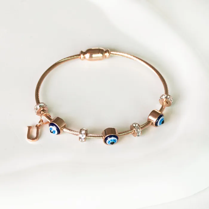 Upakarna Classic Evil Eye With Personalized Initial Necklaces