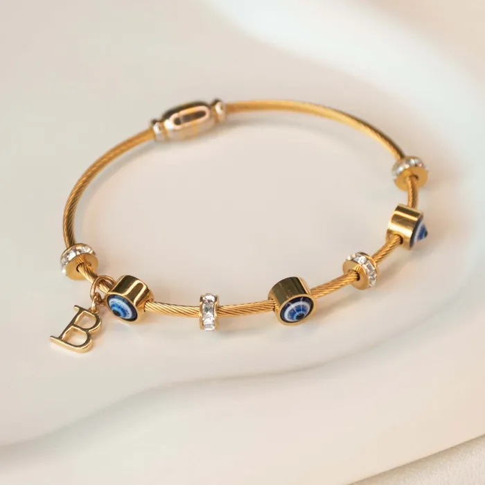 Upakarna Classic Evil Eye With Personalized Initial Necklaces