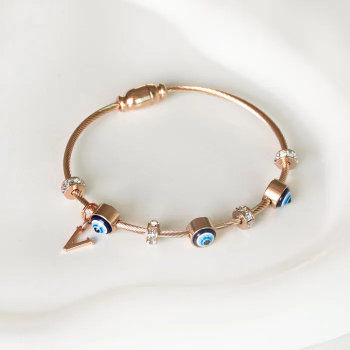 Upakarna Classic Evil Eye With Personalized Initial Necklaces