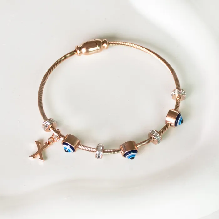 Upakarna Classic Evil Eye With Personalized Initial Necklaces