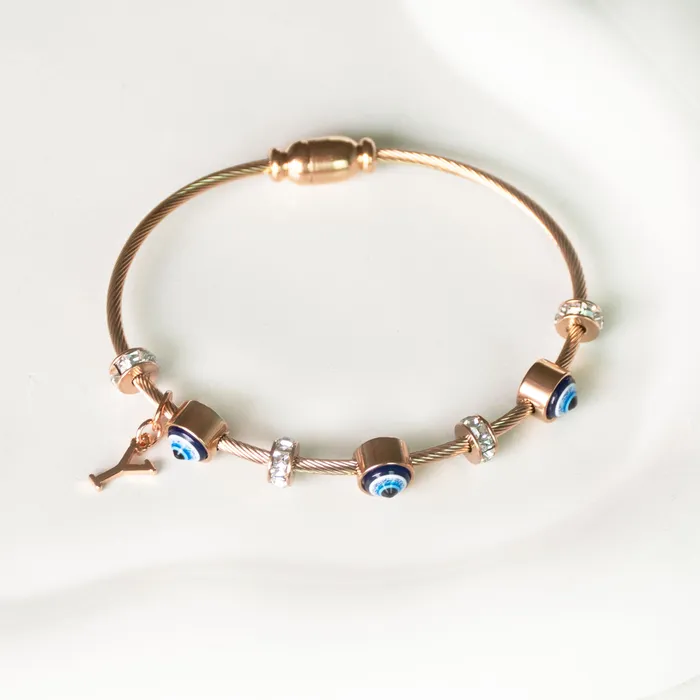 Upakarna Classic Evil Eye With Personalized Initial Necklaces