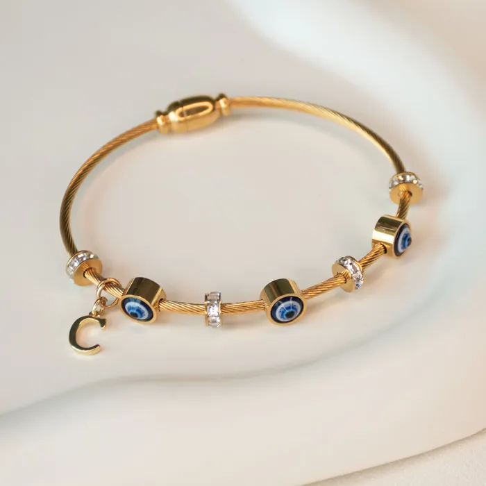 Upakarna Classic Evil Eye With Personalized Initial Necklaces